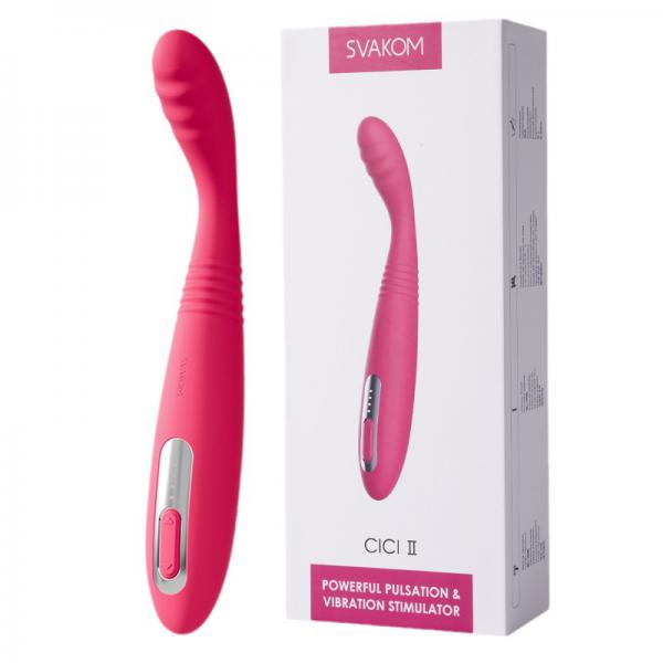 Máy rung thụt mini Svakom Cici II silicone mềm mịn cây rung móc massage điểm G